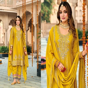 <b>Top</b> Quality Premium Chinon With <b>Sequins</b> And Mirror Embroidery Salwar Suit Woman Fashion From India At Wholesale Rate - Product Image 1