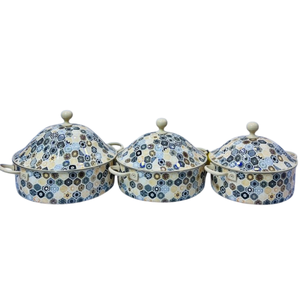 Elegant Hexagonal Pattern <b>Ceramic</b> <b>Casserole</b> <b>Dish</b> Set <b>With</b> <b>Lids</b> Multi-Size Porcelain Serving Bowls For Kitchen & Dining - Product Image 1