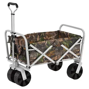 Camo Collapsible Folding Utility Wagon, Heavy Duty Garden Cart for Camping Fishing Sports Shopping