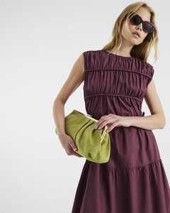 Vestido largo de rayón Burdeos largo hasta el tobillo vestido bohemio sin mangas con gradas vestido Maxi suelto para mujer - Product Image 3