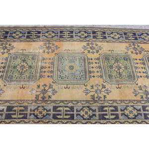 Tapis turc vintage, tapis de 4,3 x 10,5 pieds, tapis abstrait orange et vert - Product Image 5