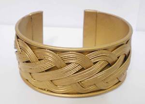 Brazalete de Metal de Lujo Chapado en Cobre para Mujer, Diseño Único con Textura de Cuerda Trenzada, Brazalete Ancho de Metal Sólido, Elegante - Product Image 2