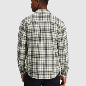 Chemises en flanelle lourdes à coupe ample de haute qualité personnalisées pour hommes, motif à carreaux foncé, mode d'automne, à manches longues, respirantes et décontractées - Product Image 3