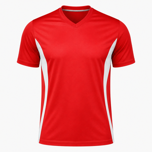 Maillot de tennis pour homme 100% polyester, col en V, manches courtes, imprimé personnalisé, matière respirante, coupe ajustée pour l'entraînement - Product Image 5