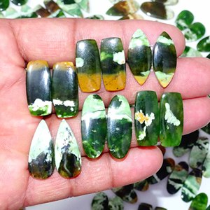 Belle paire de pierres précieuses calcédoine chromée naturelle Cabochon en vrac Prix de gros Pierre précieuse calcédoine chromée pour la fabrication de bijoux - Product Image 5