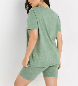 Fait sur mesure 100% coton lavage à l'acide dentelle au-dessus du genou femmes 2 pièces coupe régulière sérigraphie Logo sport Jogging ensemble - Product Image 6