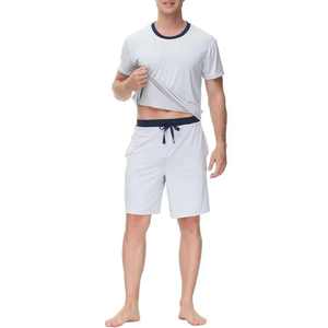 Conjunto de Camiseta y Pantalones Cortos Lisos, Conjunto de 2 Piezas, Camiseta y Pantalones Cortos para Hombre, Lavados, Talla Grande, 100% Algodón - Product Image 3