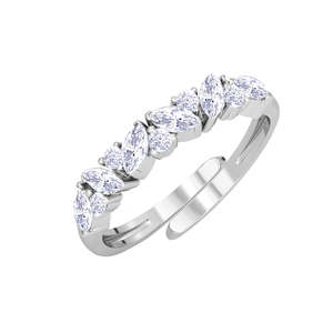 Anillo de Dedo Pequeño CLARA de Plata de Ley 925 con Circonita Corte Marquesa, Engaste Invisible, Geométrico, Baño de Rodio, Ajustable - Product Image 1