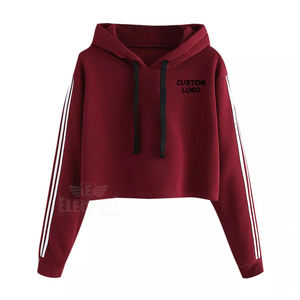 Crop Hoodir Sweat à capuche court pour femme de haute qualité 100% coton, élégant, confortable pour le sport, vêtement d'hiver avec capuche en laine - Product Image 1