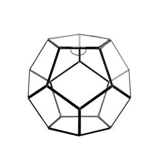 GET1209BK - Terrario Geométrico de Vidrio en Forma de Dodecaedro Prisma Negro Mediano - 7.5H - Product Image 1