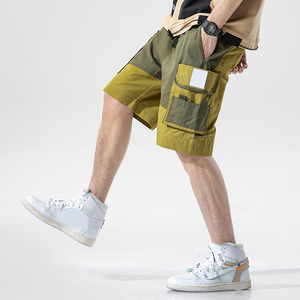 กางเกงขาสั้นผ้าย้อมเอวสูงผ้าย้อมเอวสูงผ้าย้อมสีพื้นสำหรับออกกำลังกายในยิมของผู้ชาย - Product Image 6