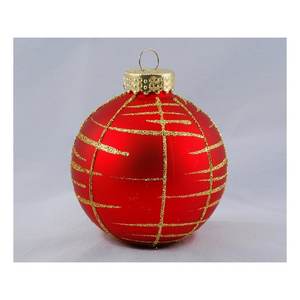 Adorno de plástico para árbol de Navidad, bola de 6 cm, roja y dorada, con diseño de Papá Noel, TE191549, 1 unidad - Product Image 2