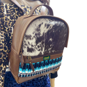 Mochila occidental de piel de vaca genuina OEM, parche de lana tejido, mochila de viaje escolar personalizable Unisex, mochila para hombres y mujeres - Product Image 6