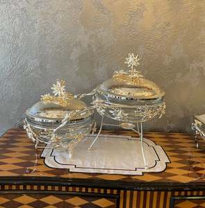 Luxury Metal Chafing Dish with Lid <b>Food</b> <b>Warmer</b> 6L/9L Handmade Customized Color for Parties Buffets Indian Supplier Bulk Price - Product Image 2