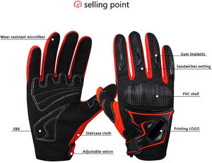 Custom Riding <b>Gloves</b> Leather <b>Touch</b> Screen Full Finger Breathable Motorbike Racing Riding <b>Gloves</b> - Product Image 3