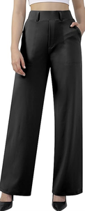 Pantalones de Trabajo de Pierna Ancha Rectos para Mujer, Estilo Informal de Negocios, con Bolsillos, al por Mayor - Product Image 6