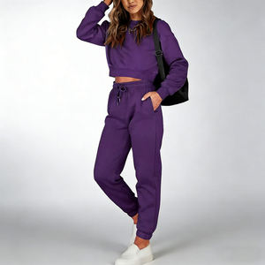 Vendeur vedette, survêtement uni uni pour femme, coupe régulière, de haute qualité, ample, longueur entière, survêtement brodé pour femme - Product Image 2