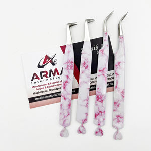 แหนบปลายขนตาสแตนเลสแบบคงทนดีไซน์รูปหัวใจดีไซน์หินอ่อนแบบมืออาชีพ - Product Image 5