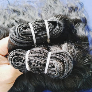 Precio barato al por mayor 100% Extensiones de cabello humano indio ondulado negro de trama Genius natural sin procesar - Product Image 4