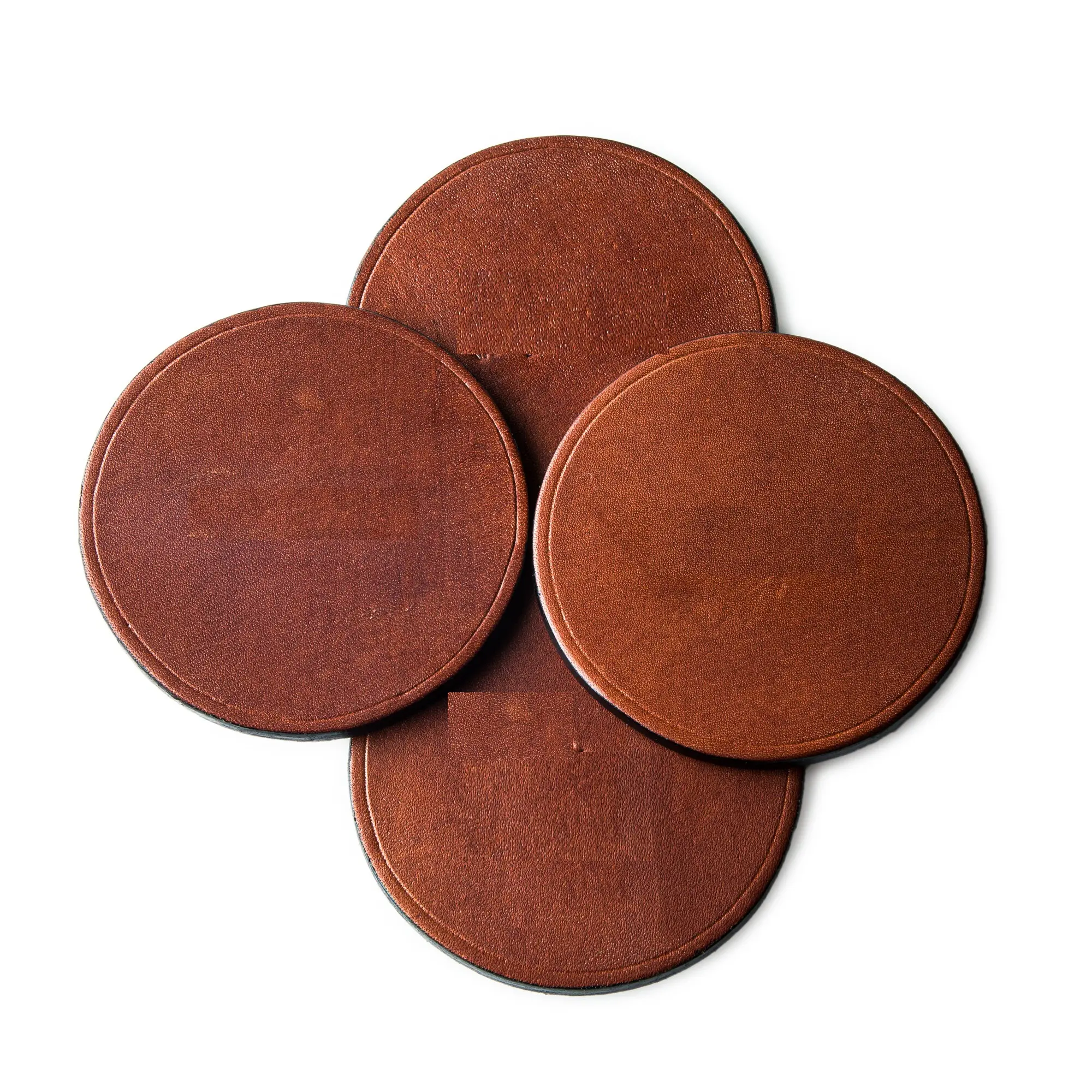 Standard Quality Personalized Custom Waterproof Round PU Leather Absorbent Decorative Coffee Cup Coasters with Cork Base