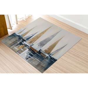 Tapis Voiliers Or et Argent, Tapis Dorés, Tapis Bateaux, Tapis d'Art Moderne Imprimé en 3D, Tapis en Chenille - Product Image 4