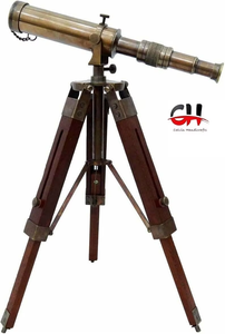 Calvin Antique Brass Floor-Standing Telescope avec support de trépied en bois Technique polie pour cadeau parfait pour anniversaire mariage - Product Image 3