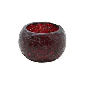 Wedding Decor Glass Votive Red Mosaic Candle Holder For Christmas and Garden Decoration Handmade