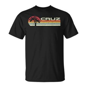T-shirt Unisex Vintage con Cima di Palma al Tramonto e Nome Cruz, Girocollo, Manica Corta, Promozionale - Product Image 1