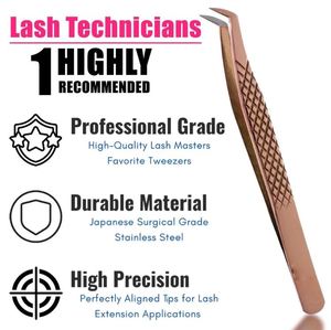 แหนบปลายขนตาไฟเบอร์สำหรับต่อขนตาปลอมสีโรสโกลด์ไทเทเนียมเครื่องมือสำหรับขนตา - Product Image 4