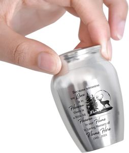 Urnes de chasse au cerf personnalisées en acier inoxydable urne décorative gravée de taille personnalisée pour adultes cendres humaines argent - Product Image 4