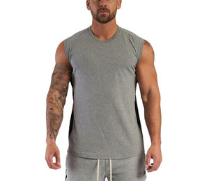 Débardeur d'été à logo personnalisé pour hommes, tricot de coton et polyester à séchage rapide, gilet de sport sans manches à conception ample, chemises de corps - Product Image 1