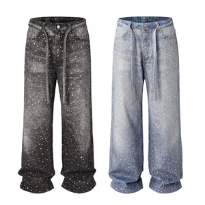 Pantalones Vaqueros Negros Holgados, Pantalones Vaqueros Vintage con Lavado Ácido y Bolsillos Casuales, en Oferta con Logotipo Personalizado - Product Image 1