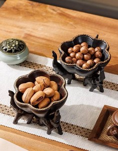 Bandeja para servir de madera rústica hecha a mano, plato de madera Natural para decoración del hogar, bandeja para servir alimentos tallados, nueces, envasado de alimentos secos - Product Image 2