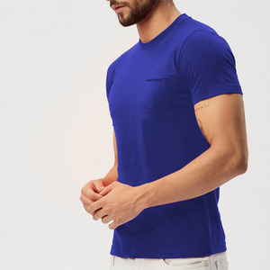 Royal <b>Blue</b> Pure Cotton Front Pocket T-<b>Shirt</b> Half Sleeve Round Neck T <b>Shirt</b> With Customize Logo Print Microfiber Tee <b>Shirt</b> - Product Image 4