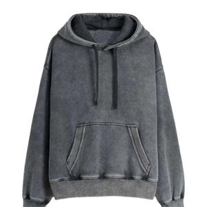 Sudadera con capucha bordada Vintage de lavado ácido de gran tamaño con cremallera de algodón 2024 de alta calidad 100% para hombres ropa de invierno - Product Image 1