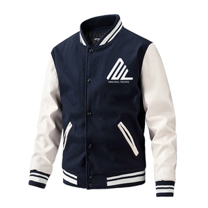 Streetwear personnalisé avant unisexe hommes en laine broderie Patch hiver polaire respirant écologique Bomber Letterman Varsity - Product Image 2