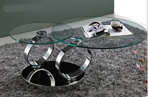 Tavolino da Caffè Moderno in Acciaio Inossidabile e <span class=keywords><strong>Vetro</strong></span> Temperato con Design <span class=keywords><strong>Rotondo</strong></span> Elegante <span class=keywords><strong>per</strong></span> Soggiorno, Appartamento e Casa Contemporanea - Product Image 2