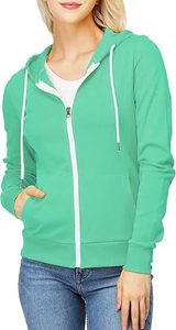 Nouvel arrivage de sweats à capuche pour femmes avec fermeture éclair complète et manches longues, poche kangourou, tenue décontracté, sweats à capuche vierges de base personnalisés avec logo à l'avant - Product Image 6
