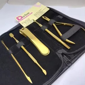Gold Plasma Nail Care Tools Cuticle Pusher Custom Logo Nail Nipper Stainless Steel Clipper Cutter Manicure Pedicure Tools <b>Kit</b> - Product Image 1