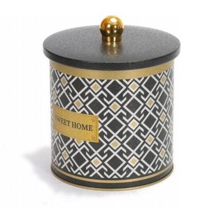 ลูกบิด2.1L กระป๋องโลหะลายเส้นเรขาคณิต140X150มม. ดีไซน์ลวดลายไร้รอยต่อพื้นหลังสีดำสำหรับเก็บอาหาร - Product Image 3