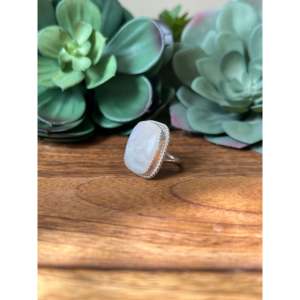 Reda Galvan Men's Couple <b>Ring</b> <b>Moon</b> Stone Sterling Silver Geometric Pattern Vermeil Platinum Setting Size 5.75 Everyday Wear - Product Image 4