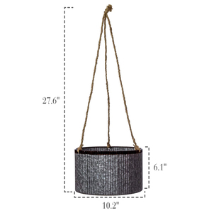 Maceta colgante redonda de Metal galvanizado con mango de cuerda para interior y exterior, decoración de pared para el hogar y el jardín, maceta al por mayor - Product Image 5