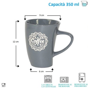 Set di 6 tazze di porcellana colorate 350 ml di Design multicolore con rosso verde e grigio-per il caffè tè latte - Product Image 2