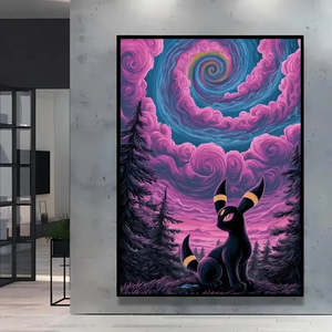 Van Gogh Inspired Pikachu and Snorlax <b>Poster</b> in <b>Black</b> <b>Frame</b> - Product Image 3