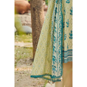 Ensemble 3 pièces modeste en mousseline de coton imprimé floral uni avec fermetures éclair, logo personnalisé, grandes tailles XS-CL-62107B pour occasions formelles de jour - Product Image 5