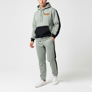 OEM Winter Men's Streetwear Tracksuit | 100% Cotton Anti-Bacterial | Solid Grey Fleece Hoodie Jogger Set | Customizable Logo | - Product Image 6