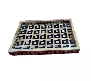 Eco-Friendly <b>Epoxy</b> Resin Serving Tray Modern Design Durable Flatware Serving Tools Parties-Resin Food Supply Tray <b>Metal</b> Handle - Product Image 5