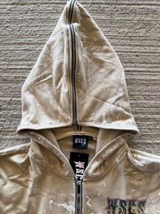 Ropa de calle personalizada, diseño impreso regular, serigrafía con capucha, cremallera, lavado de algodón, cremallera, diamantes de imitación, Sudadera con capucha para hombres - Product Image 3