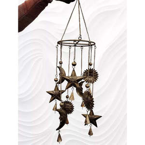 Campana de Viento con Diseño de Sol y Luna, Estilo Antiguo, Impermeable, Decoración Colgante para Patio y Jardín, Material de Metal y Plástico, Regalo Conmemorativo para Bodas - Product Image 2