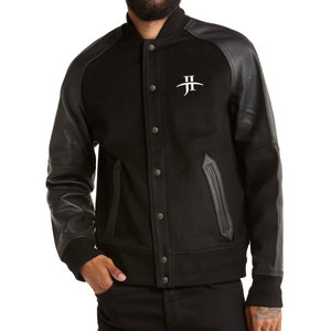 <b>Men's</b> Casual Streetwear Fleece <b>Varsity</b> <b>Jacket</b> for <b>man</b> with PU Leather Sleeves Stand Collar Winter Style <b>Bomber</b> <b>JACKET</b> - Product Image 4